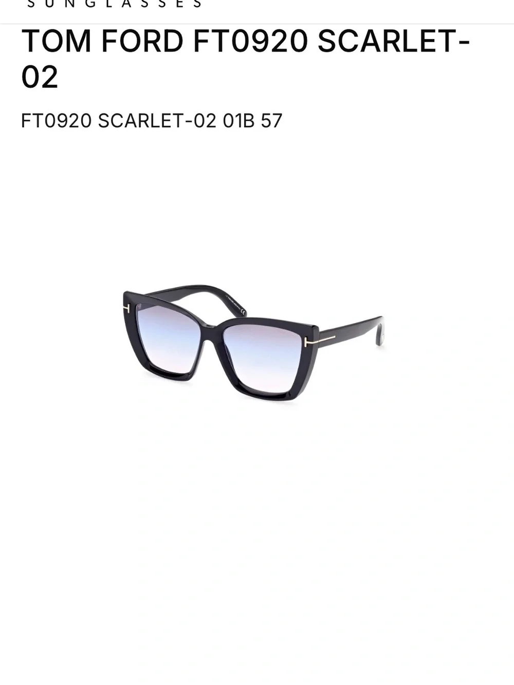Ford Black Oversized Cat-Eye Sunglasses with Gradient Lenses Tom Ford 920s
